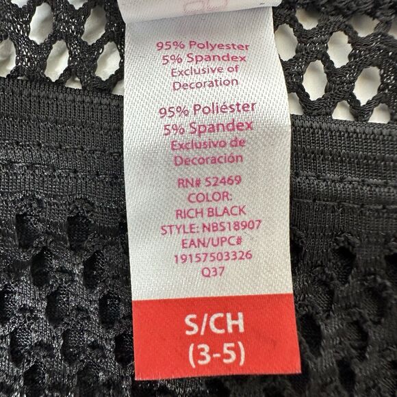 No Boundaries Black Mesh Swim Coverup Sz S Pullover Drawstring Tassel Beach NoBo - Picture 6 of 13